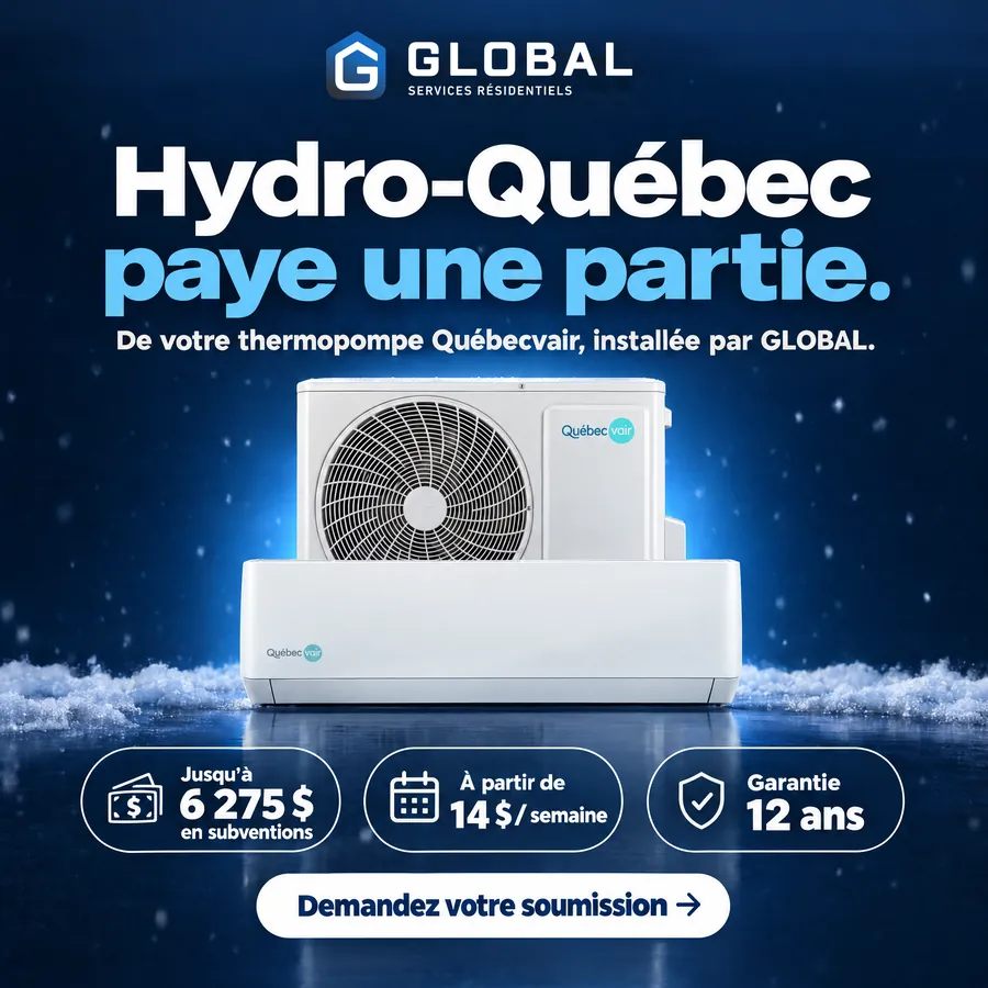 Publicité Global Services Résidentiels, Thermopompes
