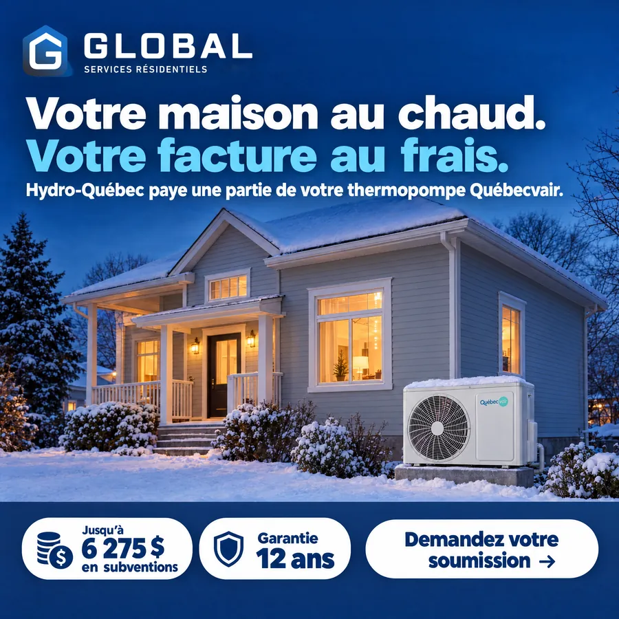 Publicité Global Services Résidentiels, Thermopompes