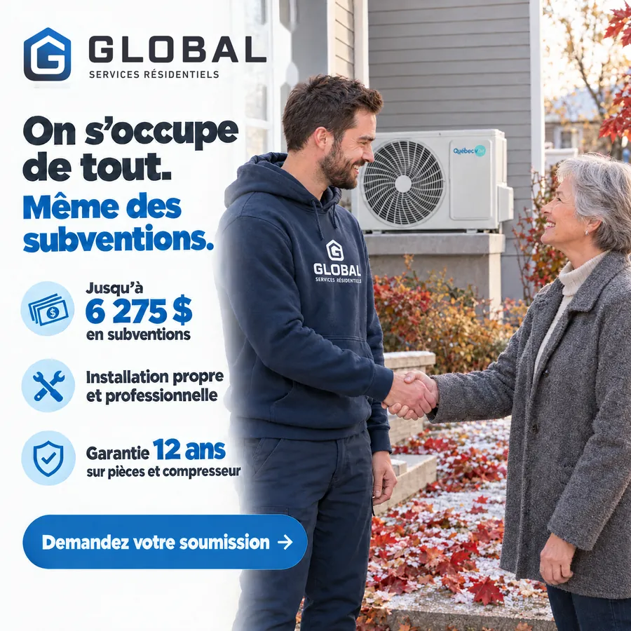 Publicité Global Services Résidentiels, Thermopompes