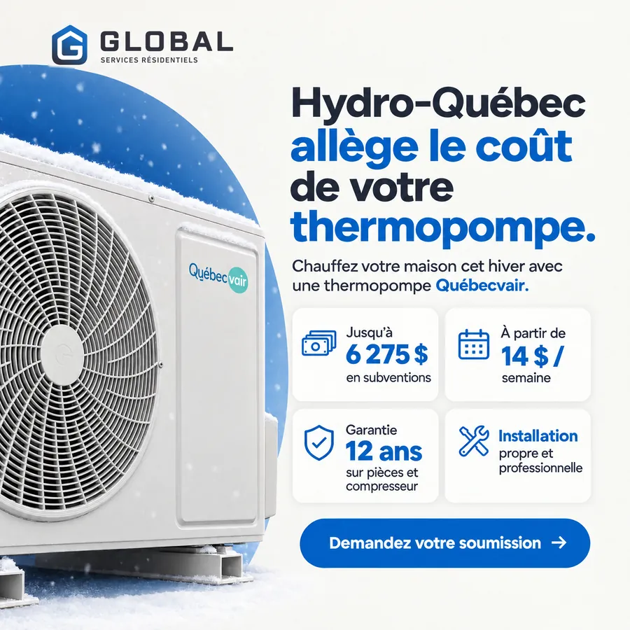 Publicité Global Services Résidentiels, Thermopompes