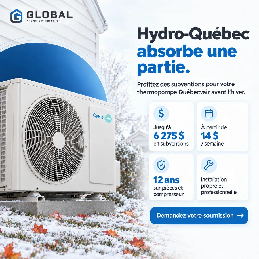 Publicité Global Services Résidentiels, Thermopompes
