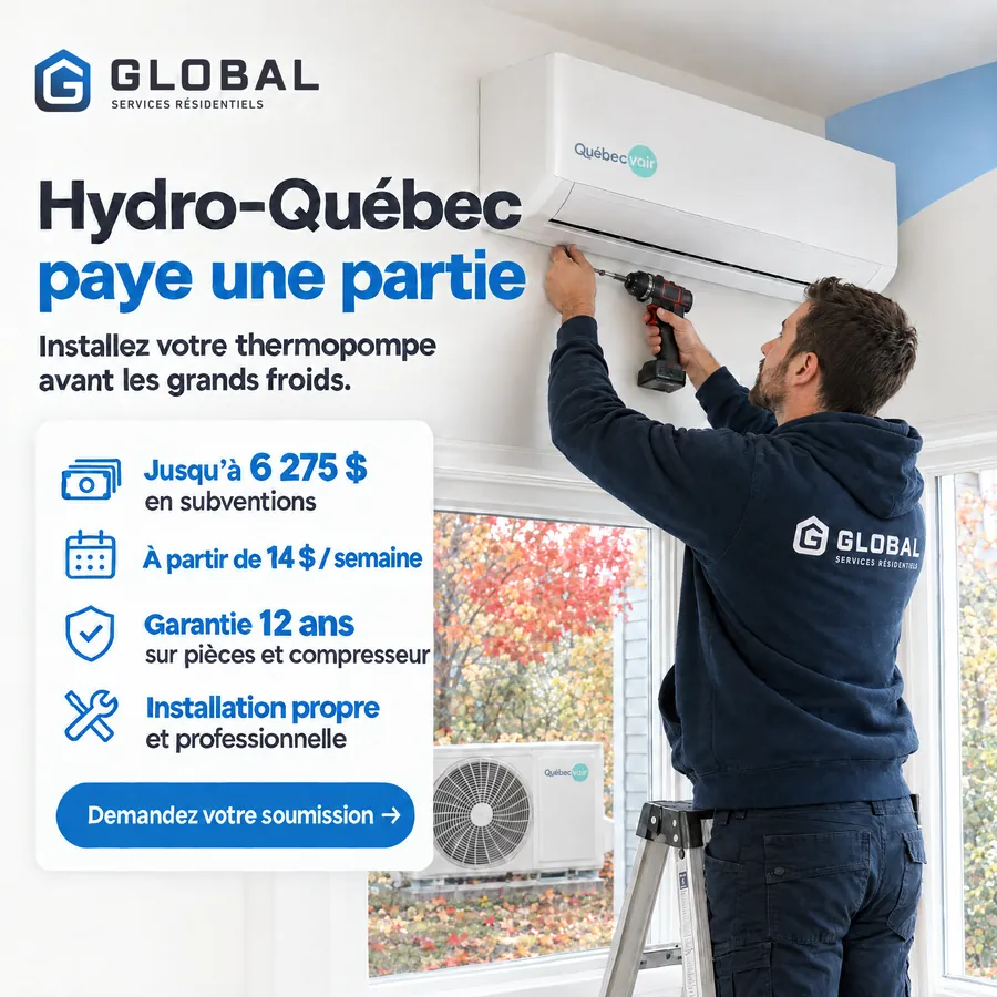 Publicité Global Services Résidentiels, Thermopompes