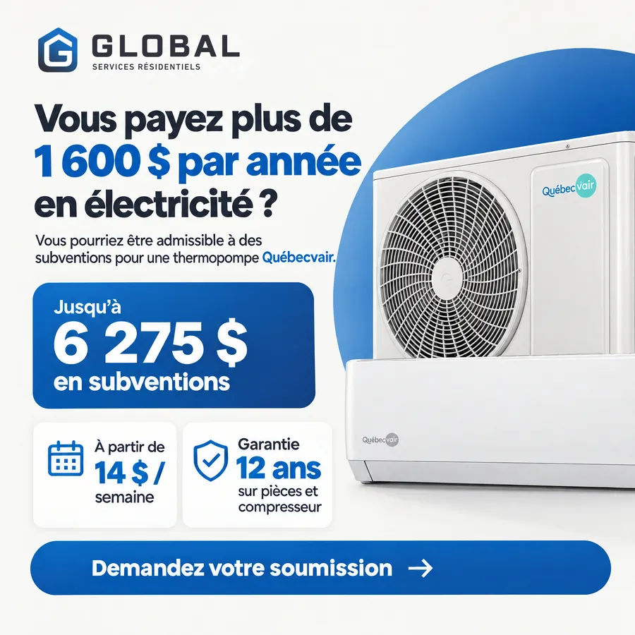 Publicité Global Services Résidentiels, Thermopompes