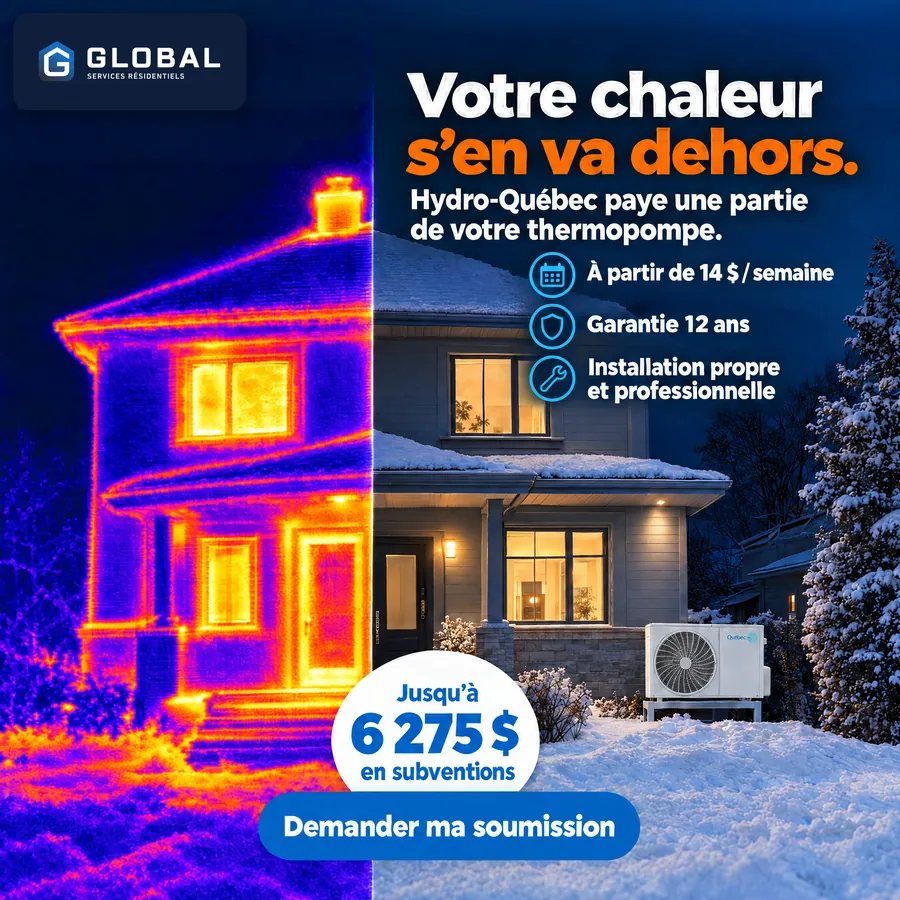 Publicité Global Services Résidentiels, Thermopompes