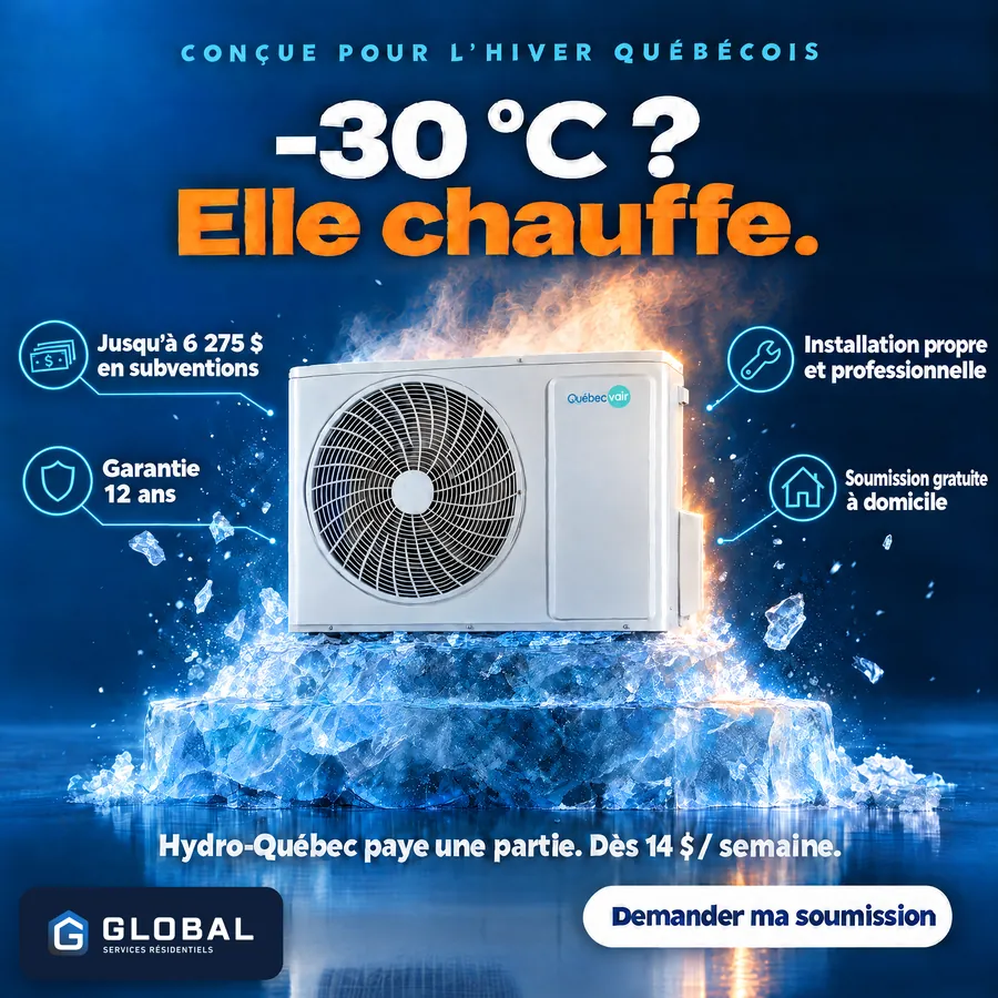 Publicité Global Services Résidentiels, Thermopompes