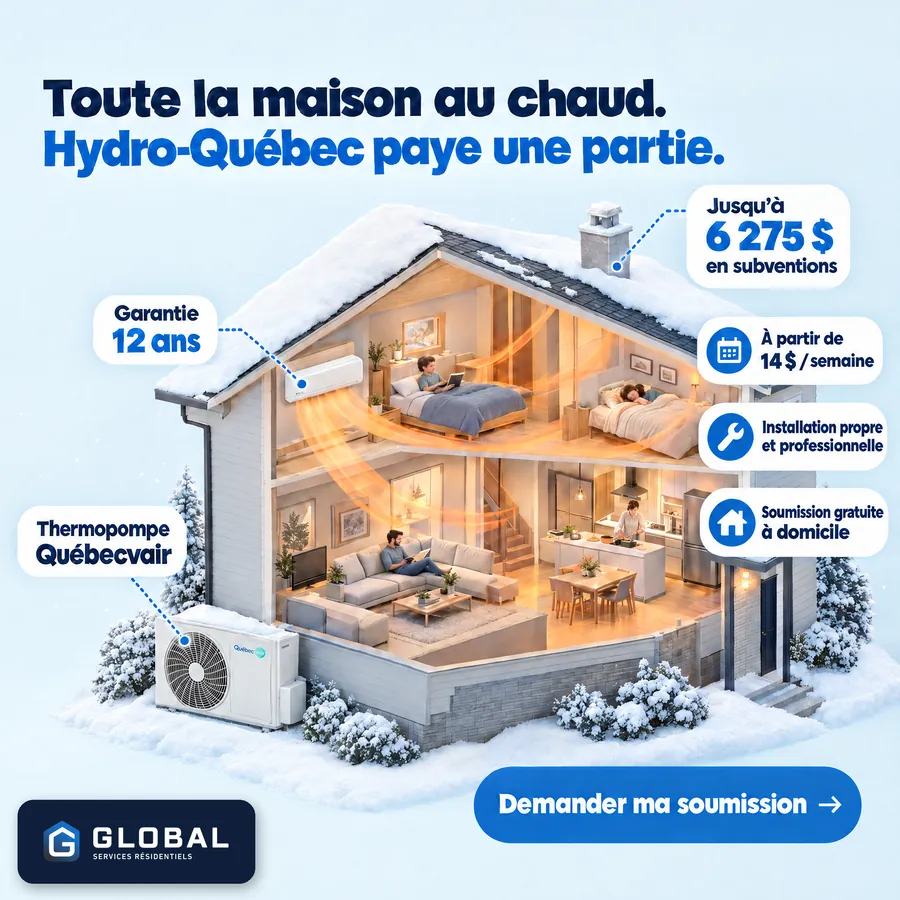 Publicité Global Services Résidentiels, Thermopompes