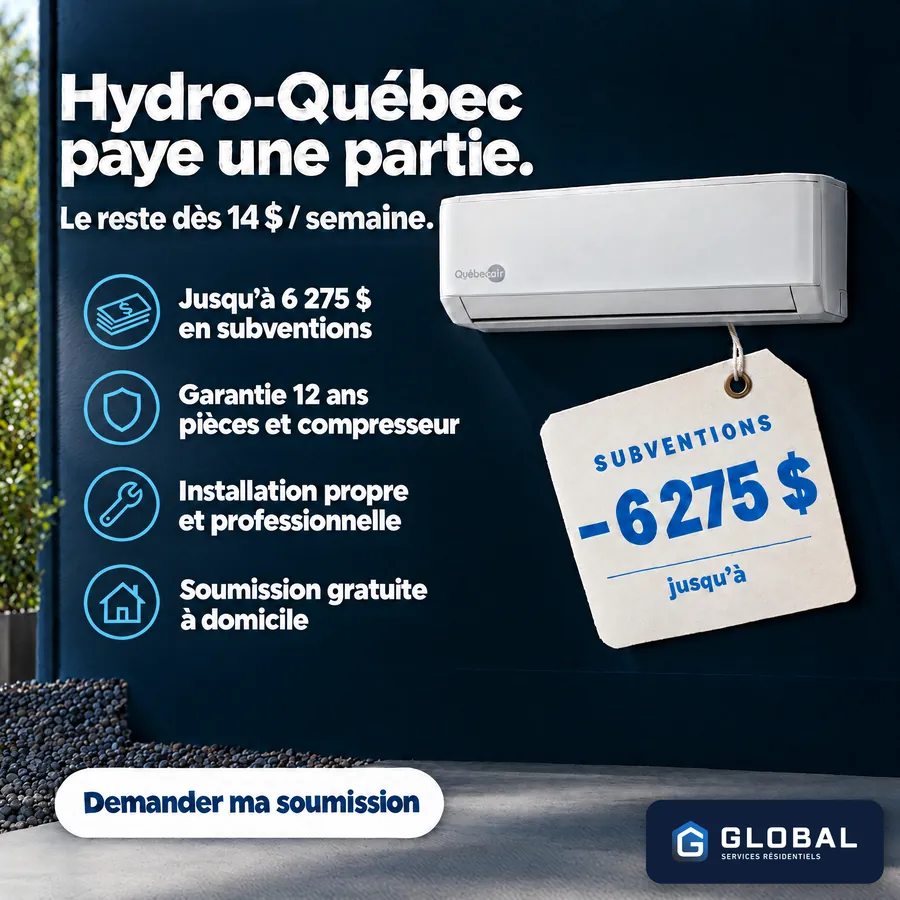 Publicité Global Services Résidentiels, Thermopompes