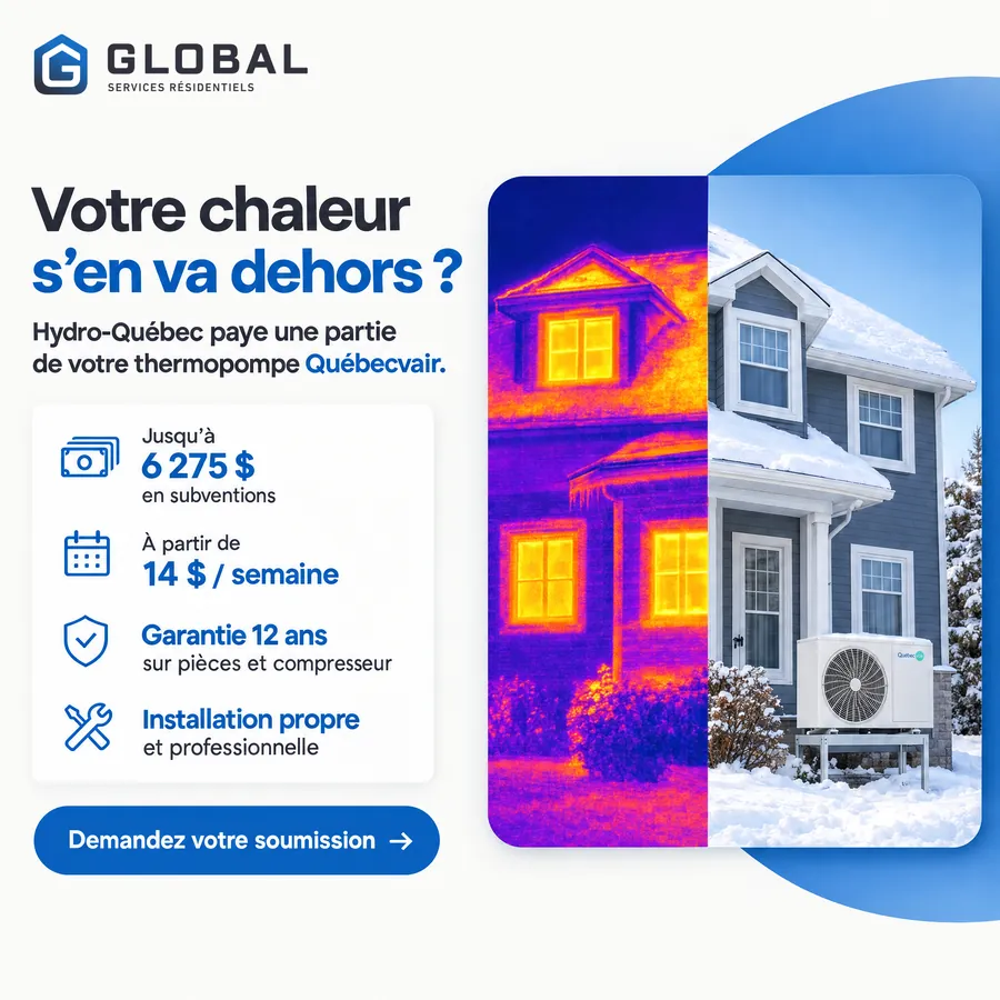 Publicité Global Services Résidentiels, Thermopompes