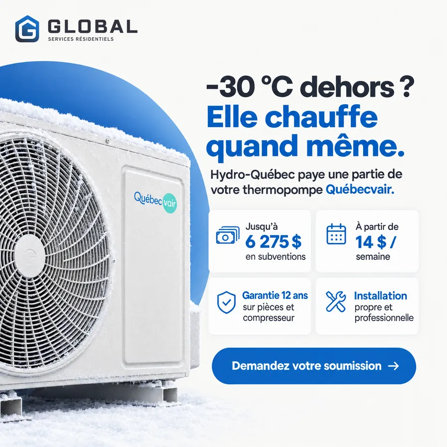 Publicité Global Services Résidentiels, Thermopompes