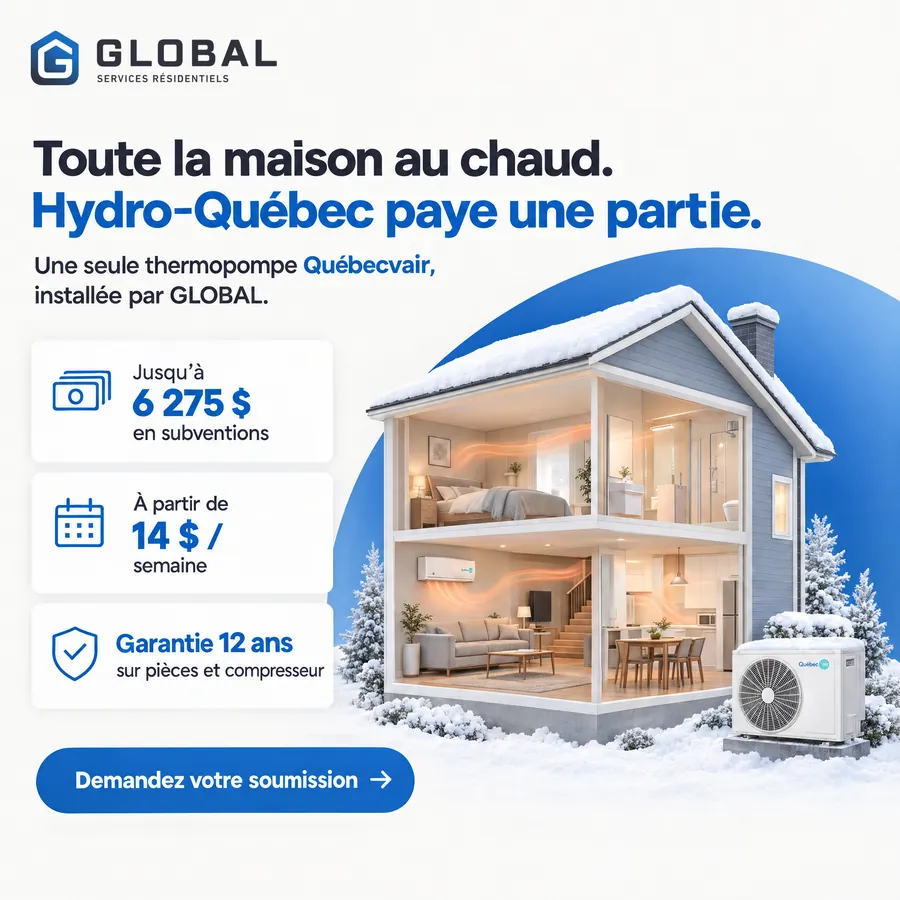 Publicité Global Services Résidentiels, Thermopompes