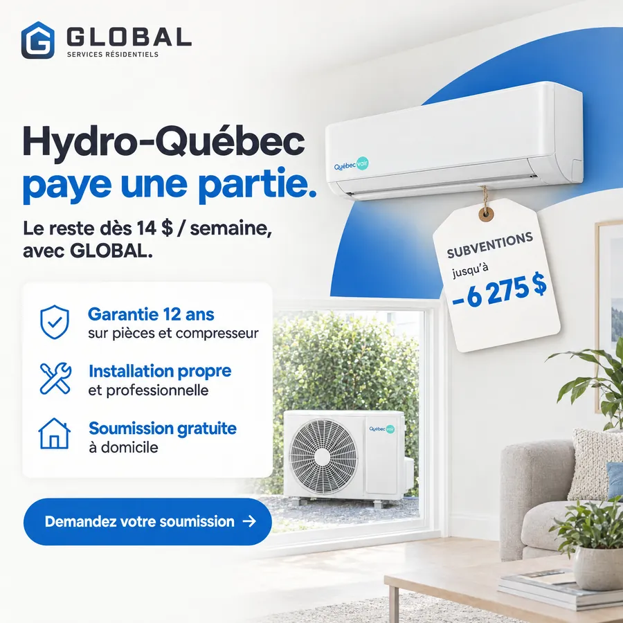 Publicité Global Services Résidentiels, Thermopompes