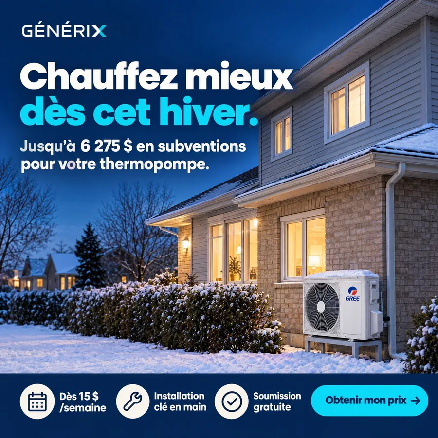 Publicité Groupe Générix, Génératrices et thermopompes